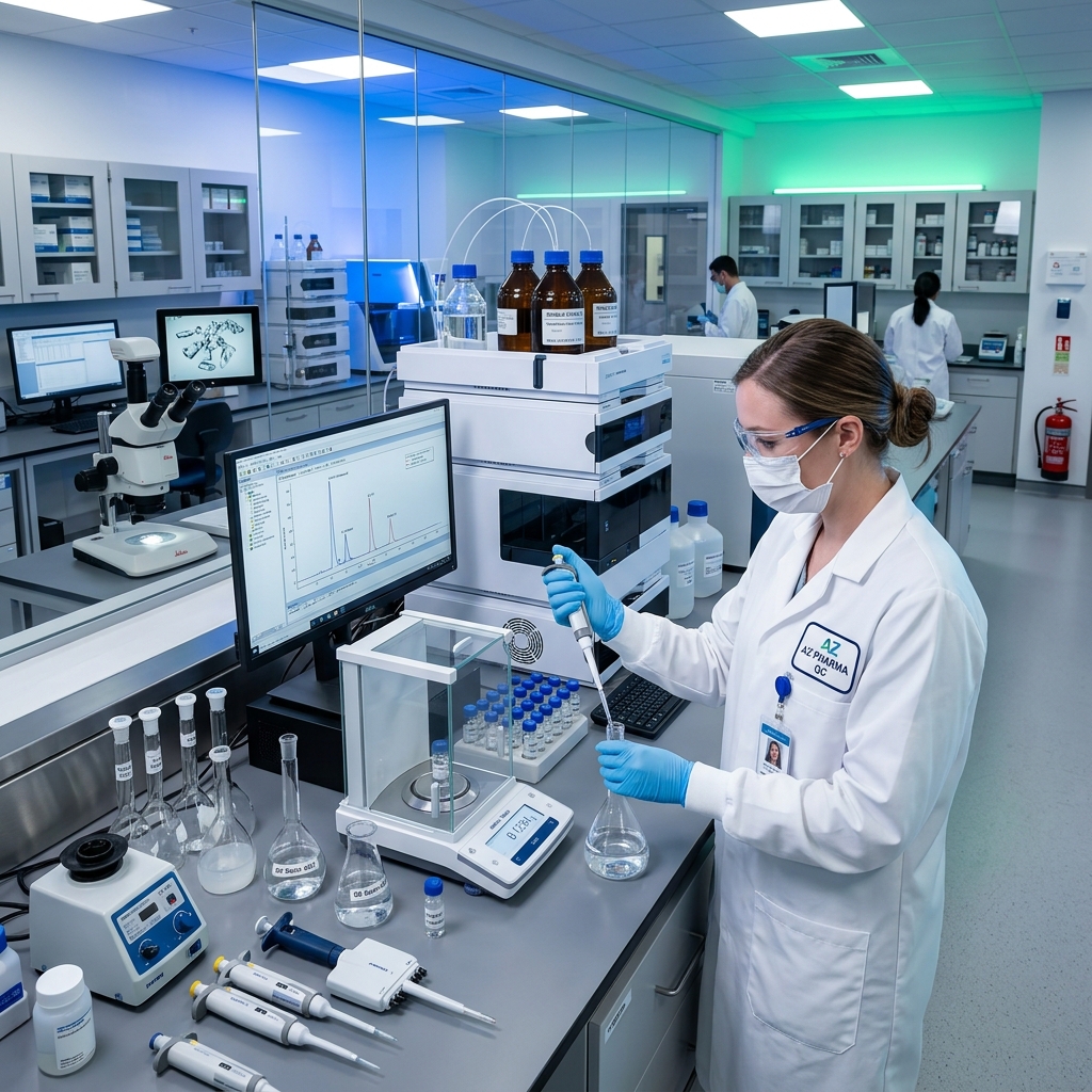 Analyst at work in the Harvinlabs quality-control laboratory